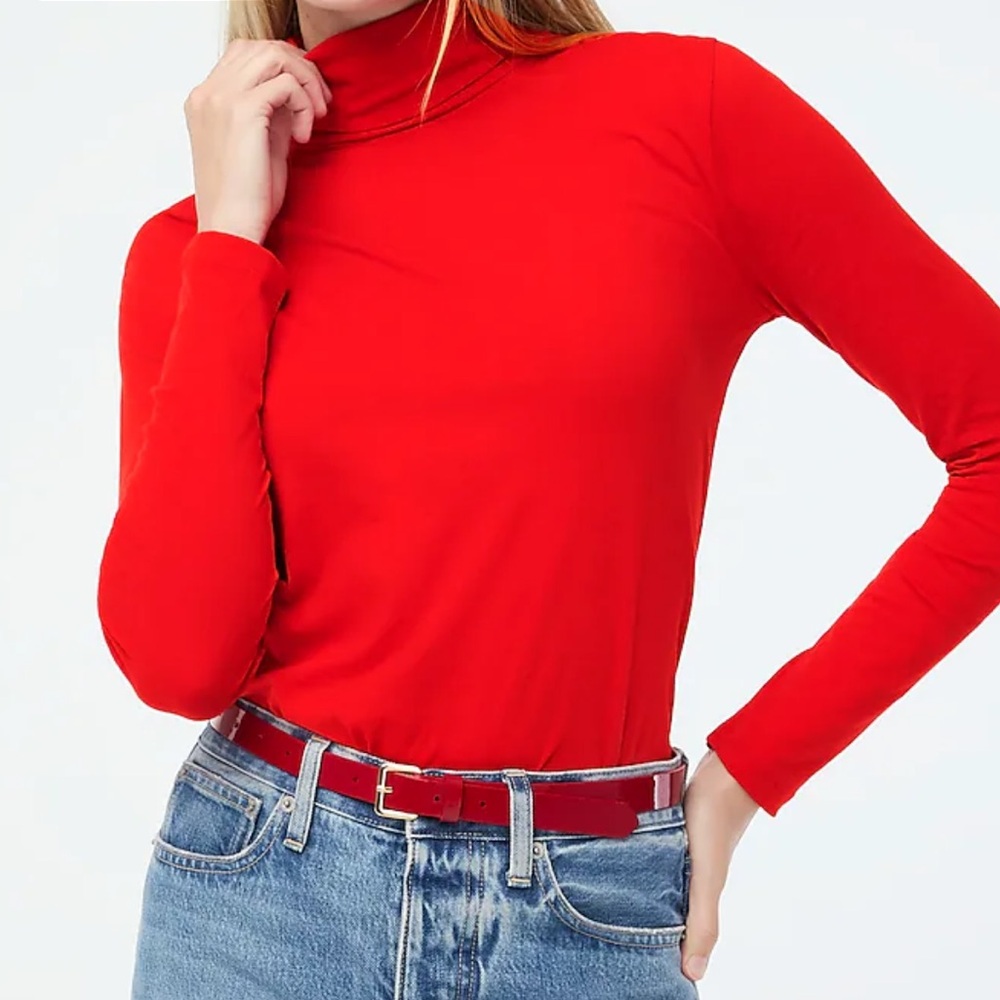 J. Crew Tissue Turtleneck Long Sleeve in Poppy - Small - Like New